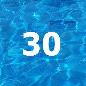 30 on pool water background